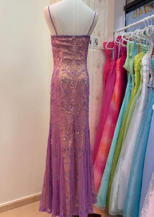 Unique Pink Spaghetti Strap Mermaid Floral Long Prom Dress Ideas, Evening Party Dresses, OLP1359