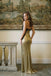 Classy Metallic Champagne Gold Slip Gown with Black Lace Detail Unique Prom Dress,OLP2306