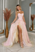 Glamorous Pink Metallic Shimmer Prom Dress Corset High Low Party Gown,OLP2457