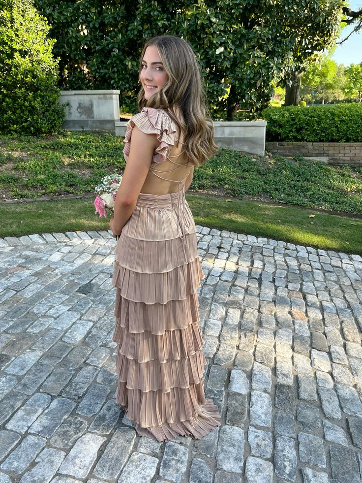 Elegant Champagne V-Neck Mermaid Long Prom Dress Ideas, Evening Party Dresses, OLP1488