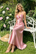 Pink Vintage Halter Mermaid Prom Dress with Unique Twisted Top,OLP2186