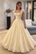 Classy Yellow Lace Flutter Sleeve A-Line Prom Dress,OLP2450