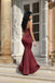 Sexy Burgundy Spaghetti Strap Corset Mermaid Long Prom Dress Sheer Satin Gown,OLP2360