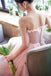 Classy Pink Pleated Tulle Prom Dress Strapless A Line Floor Length Gown,OLP2201