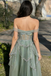 Romantic Green Glitter Tulle Layered Skirt Prom Gown with Off-Shoulder Sleeves,OLP2182