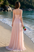 Elegant Pink A Line Chiffon Prom Dress Fancy Gold Embellished Bodice Maxi Dress,OLP2287