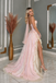 Glamorous Pink Metallic Shimmer Prom Dress Corset High Low Party Gown,OLP2457