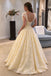 Classy Yellow Lace Flutter Sleeve A-Line Prom Dress,OLP2450