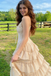 Elgant Pink Tiered Ruffle Prom Gown with Lace Bodice plus Bow Detail,OLP2034