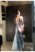 Elegant Blue Spaghetti Strap Mermaid Applique Long Prom Dress Ideas, Evening Party Dresses, OLP1346