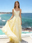 Sparkly Yellow Sequin Corset Prom Dress Voluminous Ruffled Chiffon Skirt,OLP2003