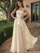Classy Strapless Champagne Chiffon A Line Prom Dress Tiered Ruffles,OLP1934