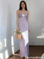 Modern Lavender Prom Gown Strapless Floral Accent Chiffon Sheath Evening Dress,OLP2185