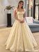 Classy Yellow Lace Flutter Sleeve A-Line Prom Dress,OLP2450