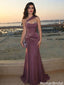 Dusty Purple One Shoulder Mermaid Prom Dress Sexy Beaded Floor Length Gown,OLP2328