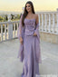 Classy Lavender Cowl Neck Satin Prom Dress Sheer Wrap,OLP2098