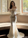 Modern Ivory Mermaid Prom Dress 3D Rose Neckline Long Sleeve Formal,OLP1949