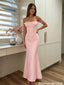 Elegant Pink Jacquard Mermaid Prom Dress With Fancy Tie-Shoulder Detail,OLP2380
