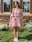 Cute Strapless Pink Organza Homecoming Dress with Bows Pretty Mini Party Gown,HD1293