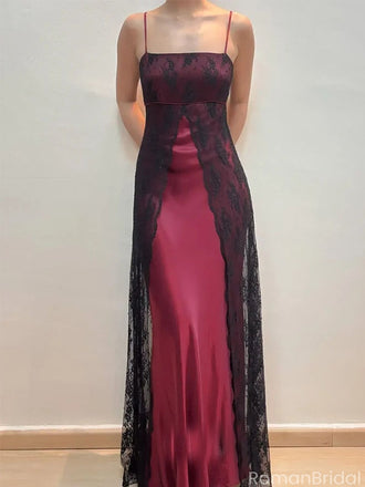 Elegant Red Spaghetti Strap Mermaid Long Prom Dress Ideas, Evening Party Dresses, OLP1306