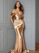 Sexy Gold Spaghetti Strap Sleeveless Mermaid Long Prom Dress Ideas, Evening Party Dresses ,OLP1177