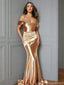 Sexy Gold Spaghetti Strap Sleeveless Mermaid Long Prom Dress Ideas, Evening Party Dresses ,OLP1177