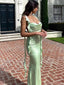Elegant Green Spaghetti Strap Mermaid  Long Prom Dress Ideas, Evening Party Dresses, OLP1384