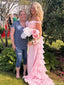 Elegant Floral Pink Off Shoulder Mermaid Long Prom Dress Ideas, Evening Party Dresses, OLP1685