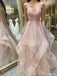 Gorgeous Pink Spaghetti Strap Sleeveless A-Line Long Prom Dress Ideas, Evening Party Dresses ,OLP1183