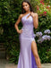 Elegant Purple One-Shoulder Mermaid Side Slit Long Prom Dress Ideas, Evening Party Dresses, OLP1257