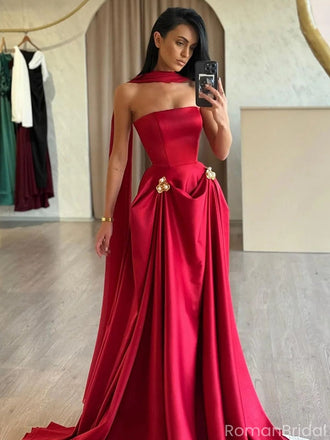 Elegant Red Sweetheart Sleeveless A-Line Long Prom Dress Ideas, Evening Party Dresses , OLP1211