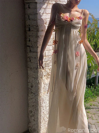 Elegant White Spaghetti Strap Mermaid Long Prom Dress Ideas, Evening Party Dresses, OLP1480