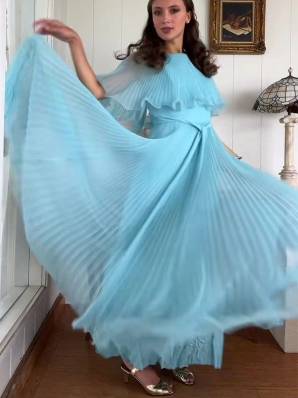 Formal Halter Half Sleeve A-line Chiffon Evening Prom Dresses Online, OLP997