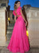 Formal V-neck Sleeveless A-line Satin Long Evening Prom Dresses Online, OLP745