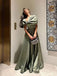 Formal Off-shoulder Sleeveless A-line Satin Long Evening Prom Dresses Online, OLP769