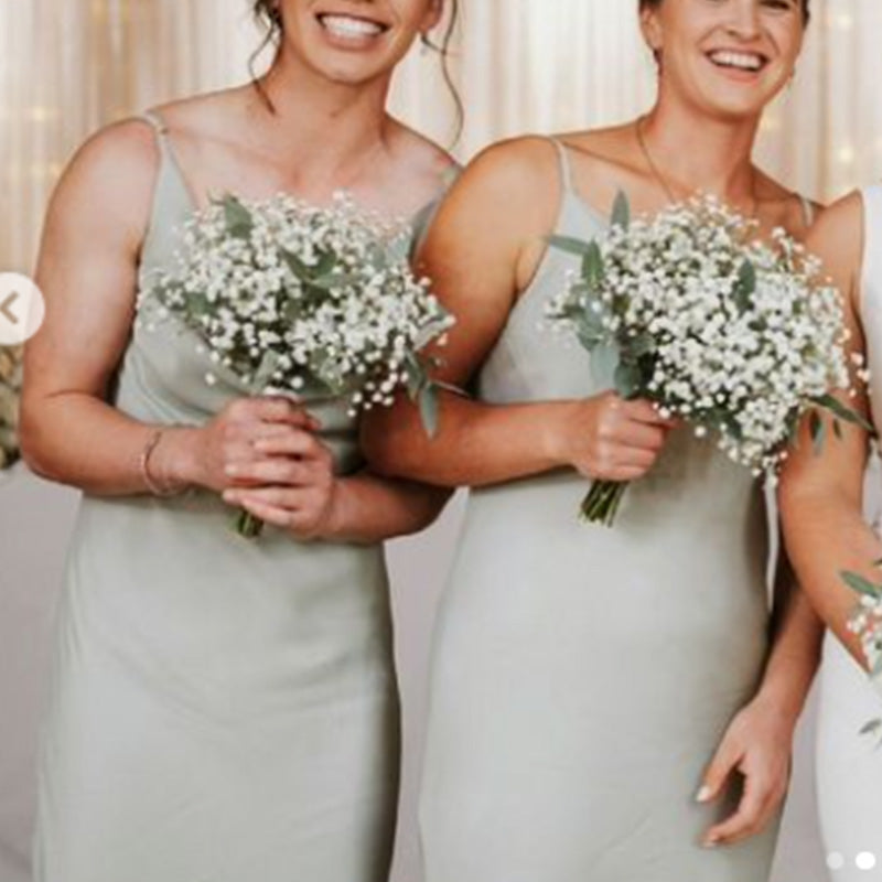 Soft Spaghetti Strap Sleeveless Mermaid Satin Bridesmaid Dresses Online, BG861