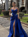 Formal Sweetheart Sleeveless A-line Satin Long Evening Prom Dresses Online, OLP709