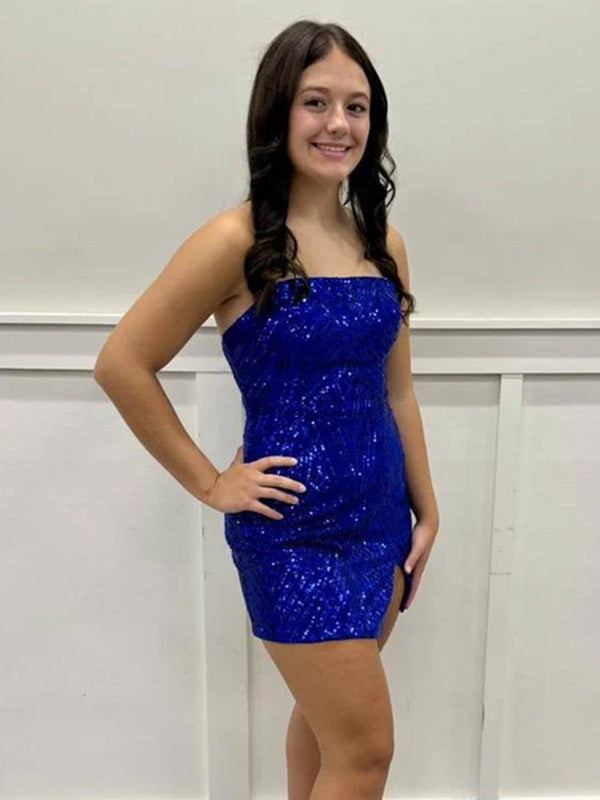 Sexy Sweetheart Short Sleeveless Sequin Mermaid Homecoming Dresses For Party Online, HD0953