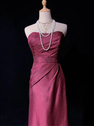 Simple Sweetheart Sleeveless Mermaid Satin Long Prom Dresses For Party Online, OL425