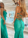 Sexy Spaghetti Strap V-neck Mermaid Satin Long Prom Dresses With Trailing For Party Online, OL333