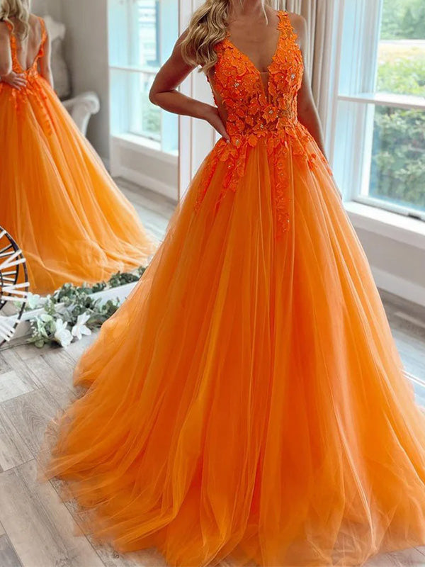 Elegant V-neck Halter A-line Long Prom Dress With Trailing Online, OL309