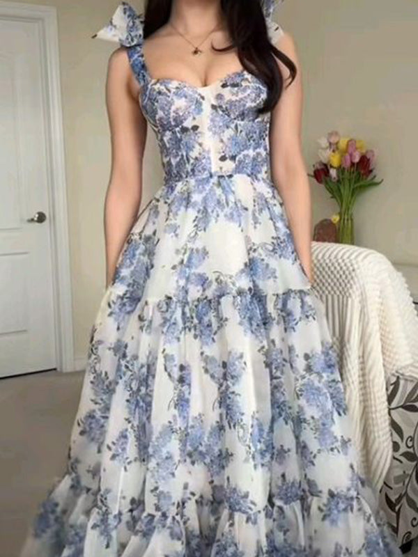 Unique Spaghetti Strap Sleeveless A-line Satin Long Prom Dresses Online, OLP613