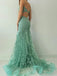 Gorgeous Spaghetti Strap Sleeveless Tulle Mermaid Lace Long Prom Dresses With Trailing For Party Online, OL350