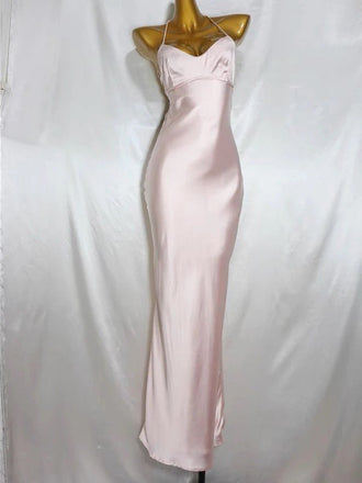 Soft Spaghetti Strap Sleeveless Mermaid Satin Long Prom Dresses Online, OL505