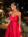 Unique Sweetheart Sleeveless A-line Satin Long Evening Prom Dresses Online, OLP681