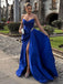 Formal Sweetheart Sleeveless A-line Satin Long Evening Prom Dresses Online, OLP709