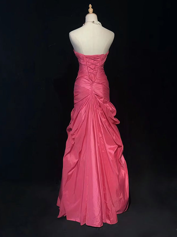 Elegant Sweetheart Sleeveless Mermaid Satin Long Prom Dresses For Party Online, OL393