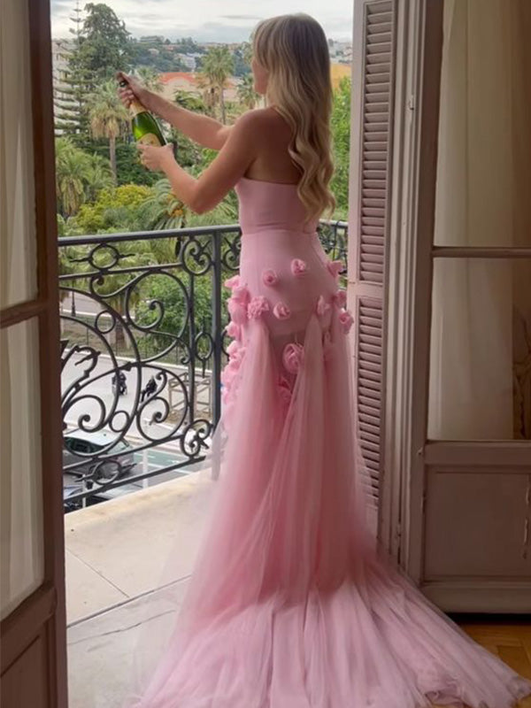 Cute Sweetheart Sleeveless Mermaid Crepe Long Prom Dresses Online, OLP604