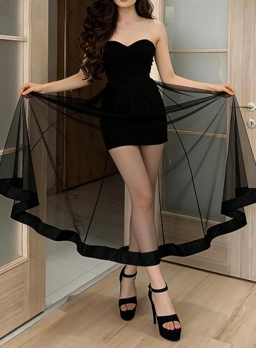 Elegant Sweetheart Mermaid Tulle Illusion Prom Dresses Formal Dress, OL680