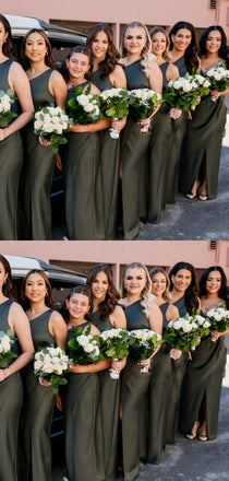 Soft One-shoulder Sleeveless Mermaid Satin Bridesmaid Dresses Online, BG858